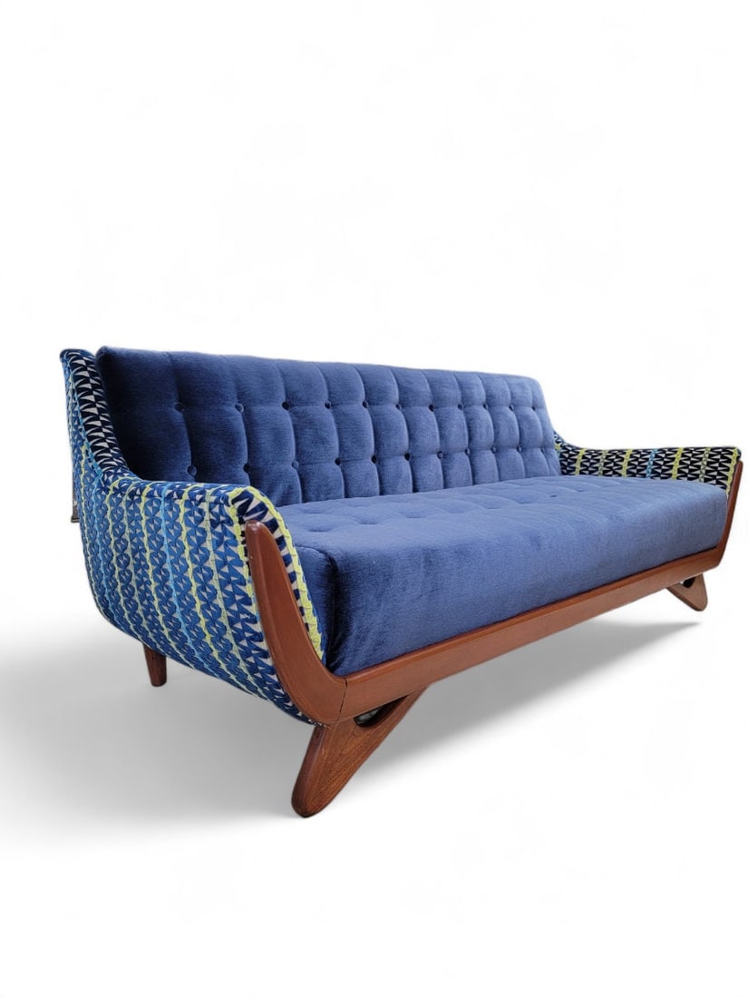 Mid Century Modern Adrian Pearsall Gondola Sofa & Club Chair Set Newly Upholstered in a Chenille - 9