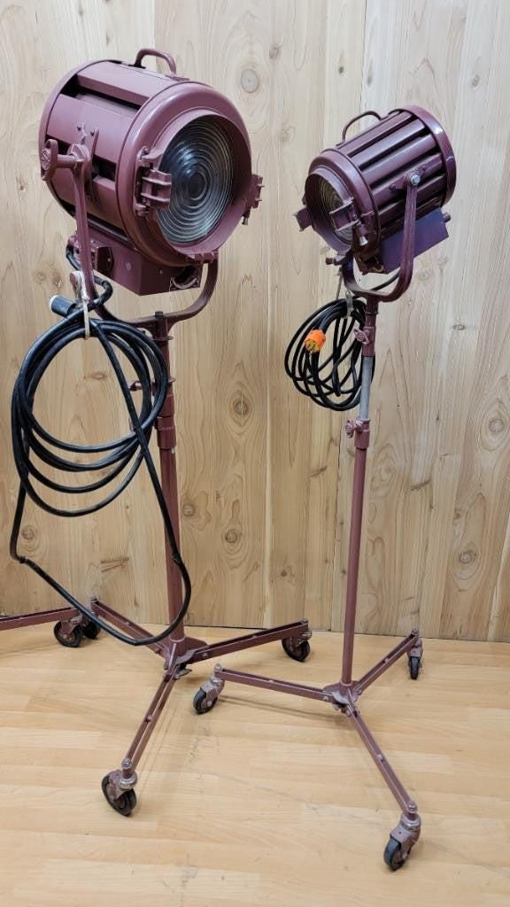 Vintage Mole Richardson Solar Spot Stage Light Floor Lamps 412 and 407 - Set of 6 - 4