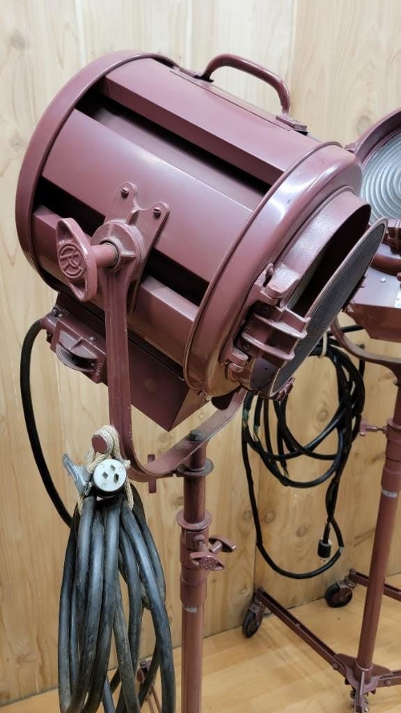 Vintage Mole Richardson Solar Spot Stage Light Floor Lamps 412 and 407 - Set of 6 - 6