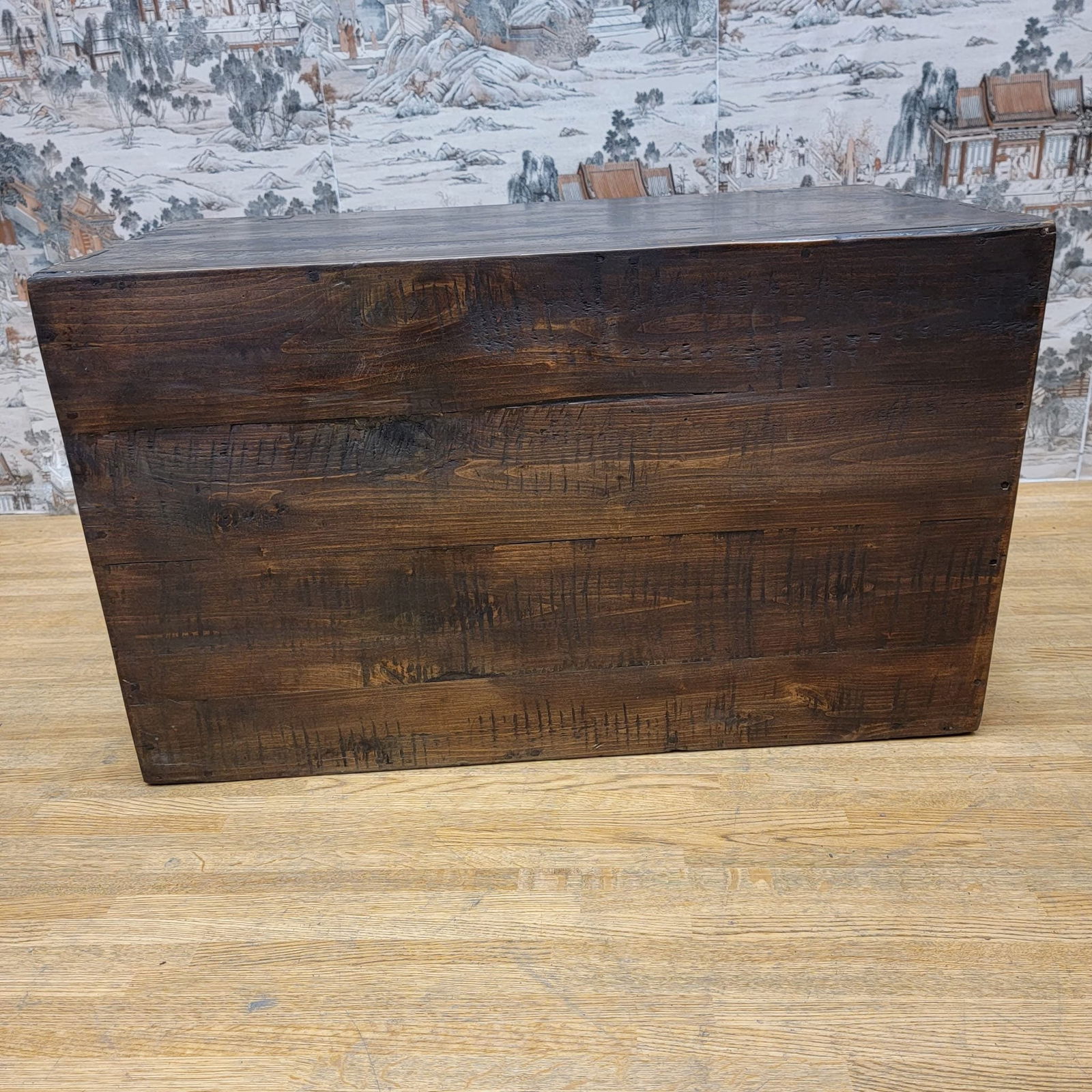 Antique Tibetan Small Elm Red Lacquer 2 Door Chest - 8