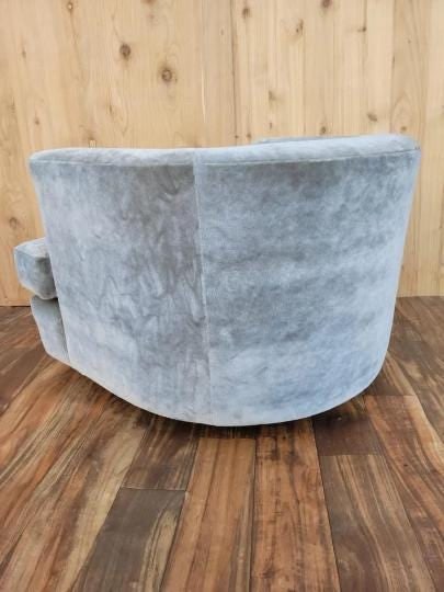 Mid Century Modern Barrel Back Tub Chair by Henredon Newly Reupholstered in Velvet - 2