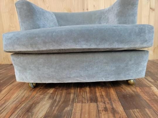 Mid Century Modern Barrel Back Tub Chair by Henredon Newly Reupholstered in Velvet - 4