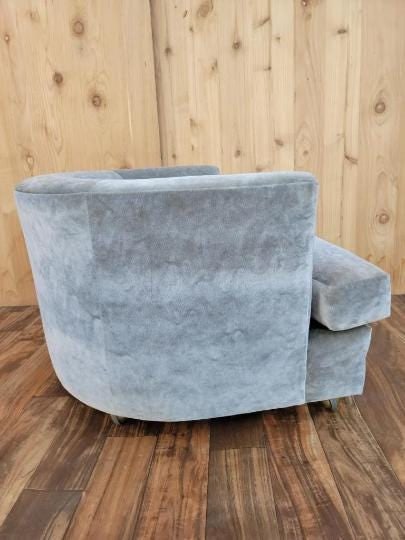 Mid Century Modern Barrel Back Tub Chair by Henredon Newly Reupholstered in Velvet - 6
