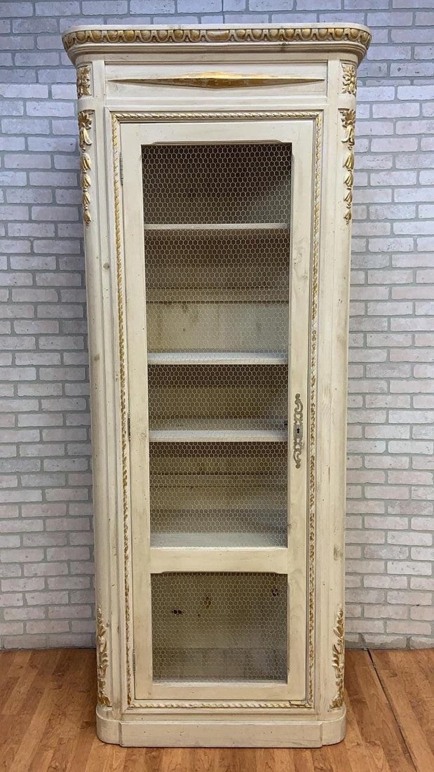 Vintage Parisian Carved White and Gold-Leaf Display/Curio Cabinet - 7