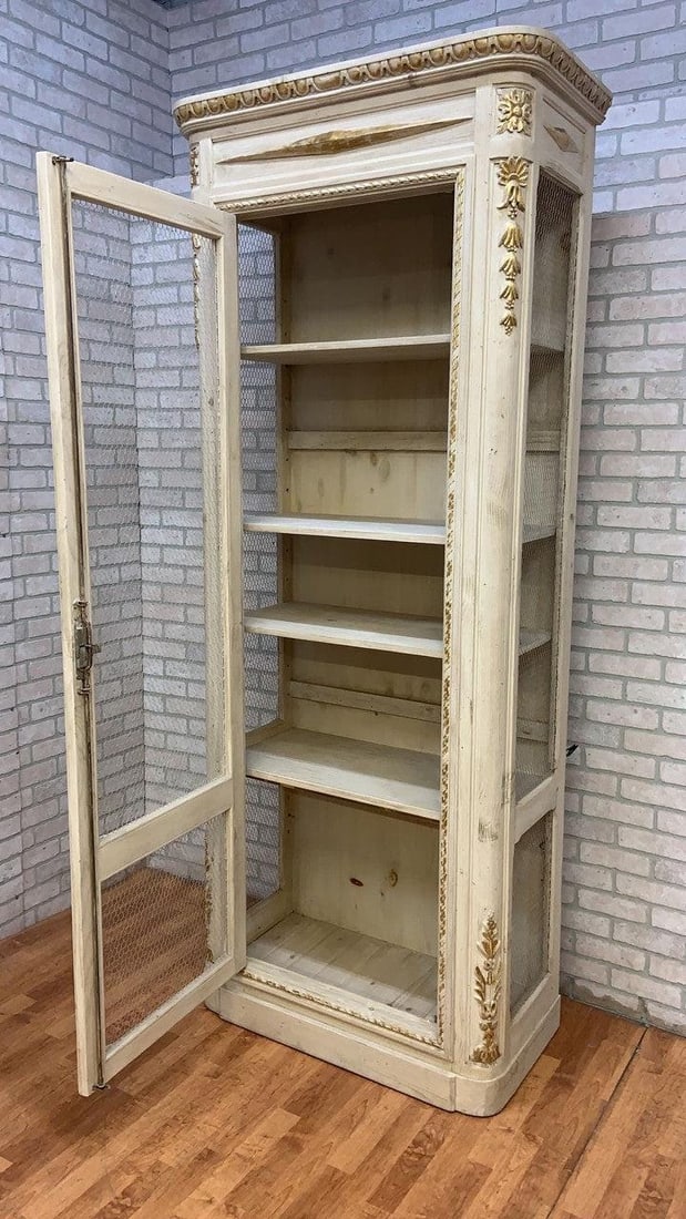 Vintage Parisian Carved White and Gold-Leaf Display/Curio Cabinet - 8