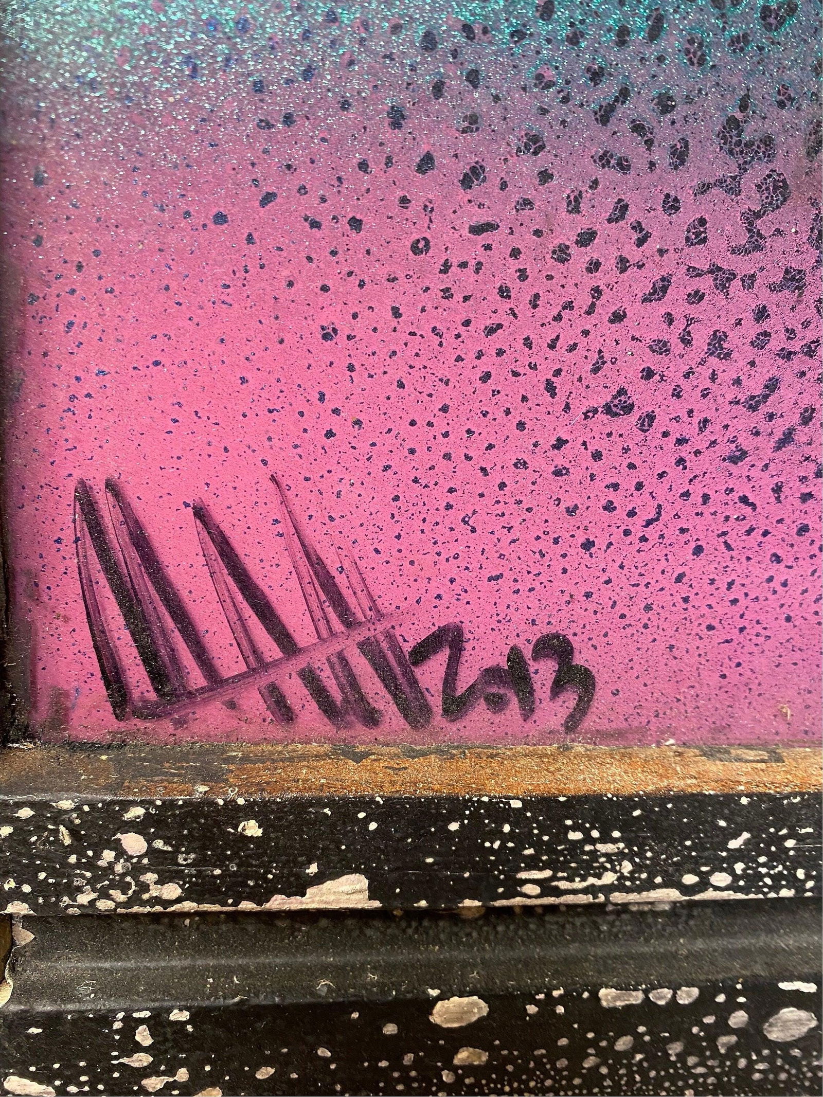 Vintage Abstract Mixed Media Glass Hanging Wall Art Signed by Mark Narens - 3