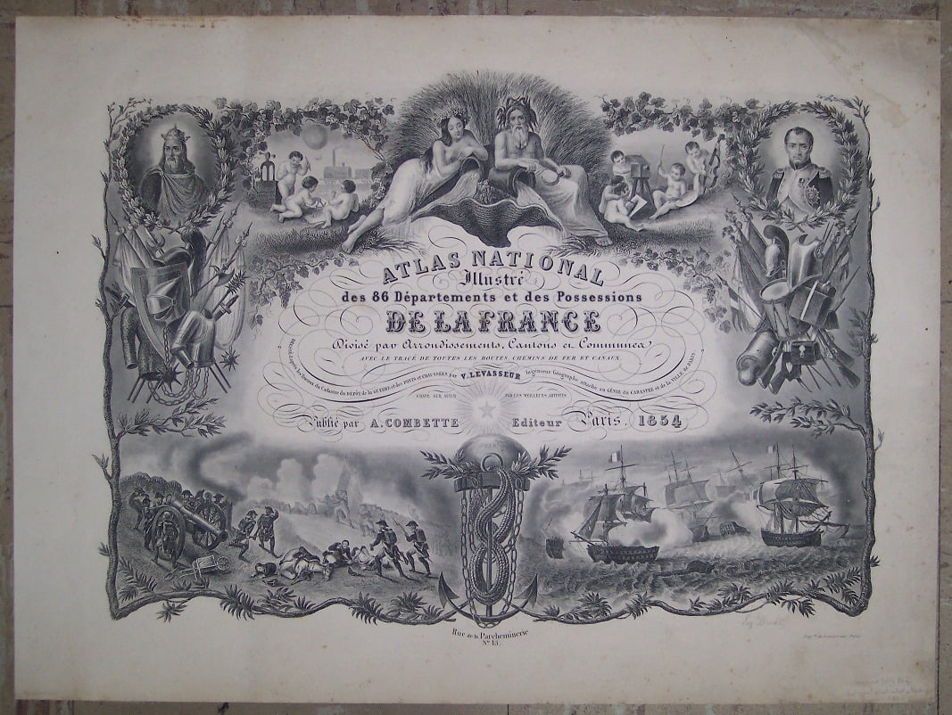 Title page to his big quarto, "ATLAS NATIONAL ILLUSTRE des 86 Departements et des possessions DE LA: Title: Title page to his big quarto, "ATLAS NATIONAL ILLUSTRE des 86 Departements et des possessions DE LA FRANCE divise par arrondissements, cantons, et communnea avec le trace de toutes les