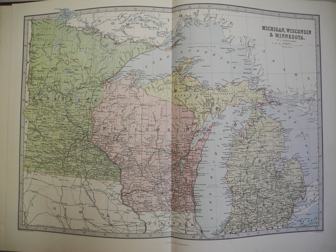 Descriptive Hand Atlas of the World By John Bartholomew, F.R.G.S. With sample of fine double-page - 7