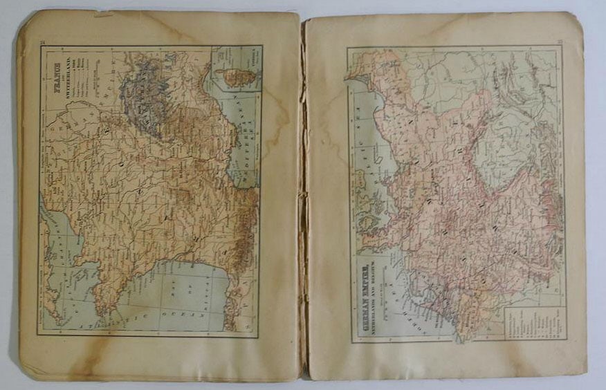 Handy Atlas of the World 4to, 31 p. col. maps. Limp Maroon cloth. Extremely scarce low cost - 11