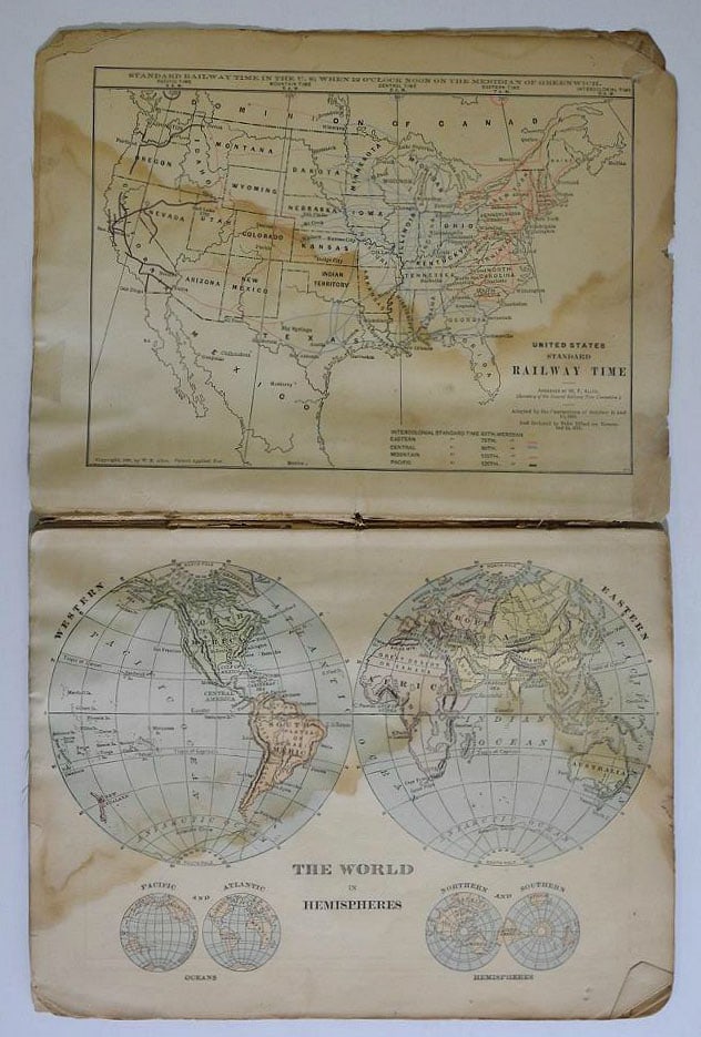 Handy Atlas of the World 4to, 31 p. col. maps. Limp Maroon cloth. Extremely scarce low cost - 3