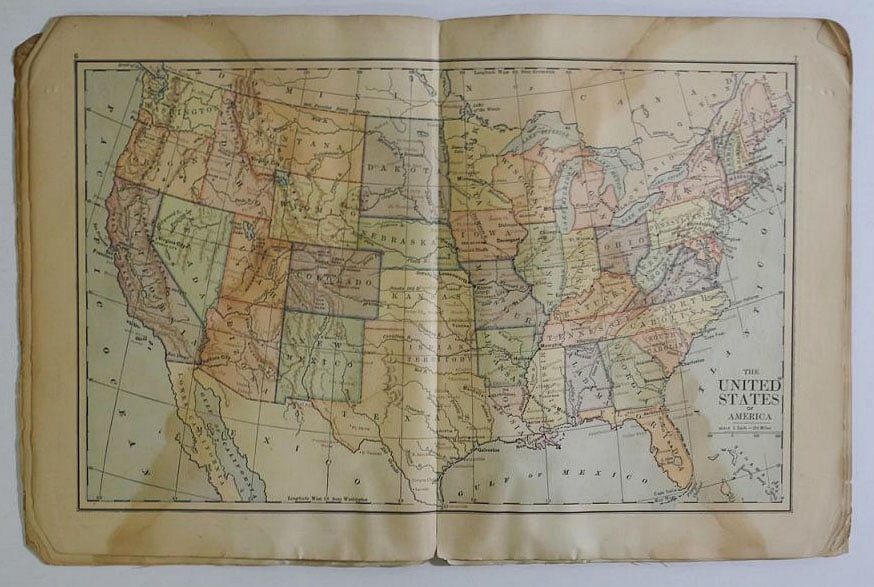 Handy Atlas of the World 4to, 31 p. col. maps. Limp Maroon cloth. Extremely scarce low cost - 5