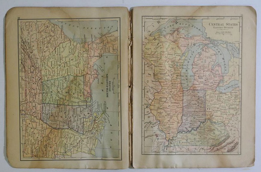 Handy Atlas of the World 4to, 31 p. col. maps. Limp Maroon cloth. Extremely scarce low cost - 8
