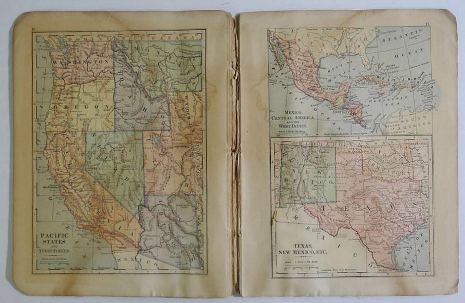 Handy Atlas of the World 4to, 31 p. col. maps. Limp Maroon cloth. Extremely scarce low cost - 9
