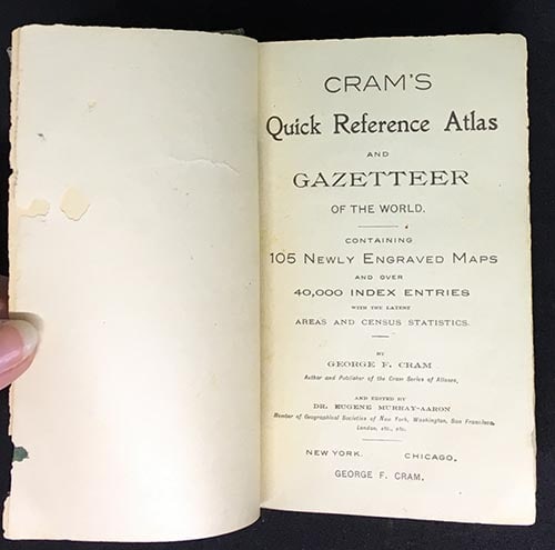 Cram's Quick Reference Atlas and Gazetteer of the World. Containing 105 newly engraved maps and - 2