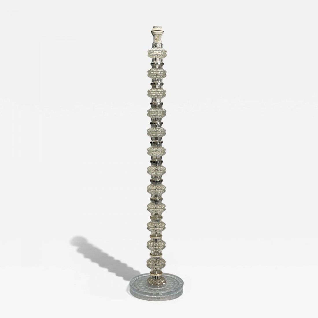 Carl Fagerlund, Swedish Modern, Glass, Nickel, Floor Lamp, Sweden, 1970s: Title: Carl Fagerlund, Swedish Modern, Glass, Nickel, Floor Lamp, Sweden, 1970s Description: Carl Fagerlund, Swedish Modern, Glass, Nickel, Floor Lamp, Sweden, 1960s Floor standing lamp in textured gl