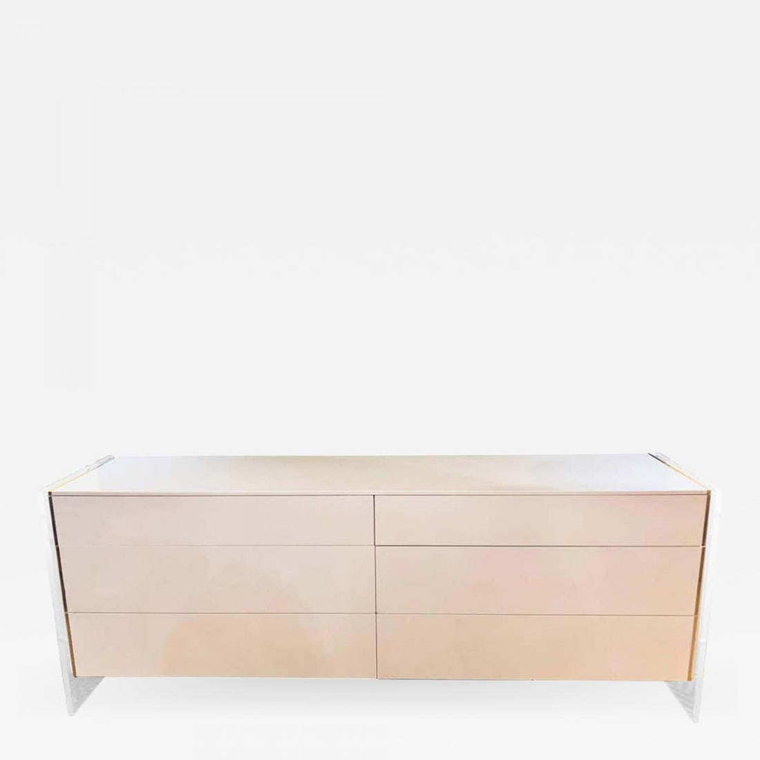 Mid-Century Modern White Dresser or Commode with Lucite Sides by John Stuart: Title: Mid-Century Modern White Dresser or Commode with Lucite Sides by John Stuart Description: Mid-Century Modern white dresser or commode with Lucite sides by John Stuart New York. This fine chest