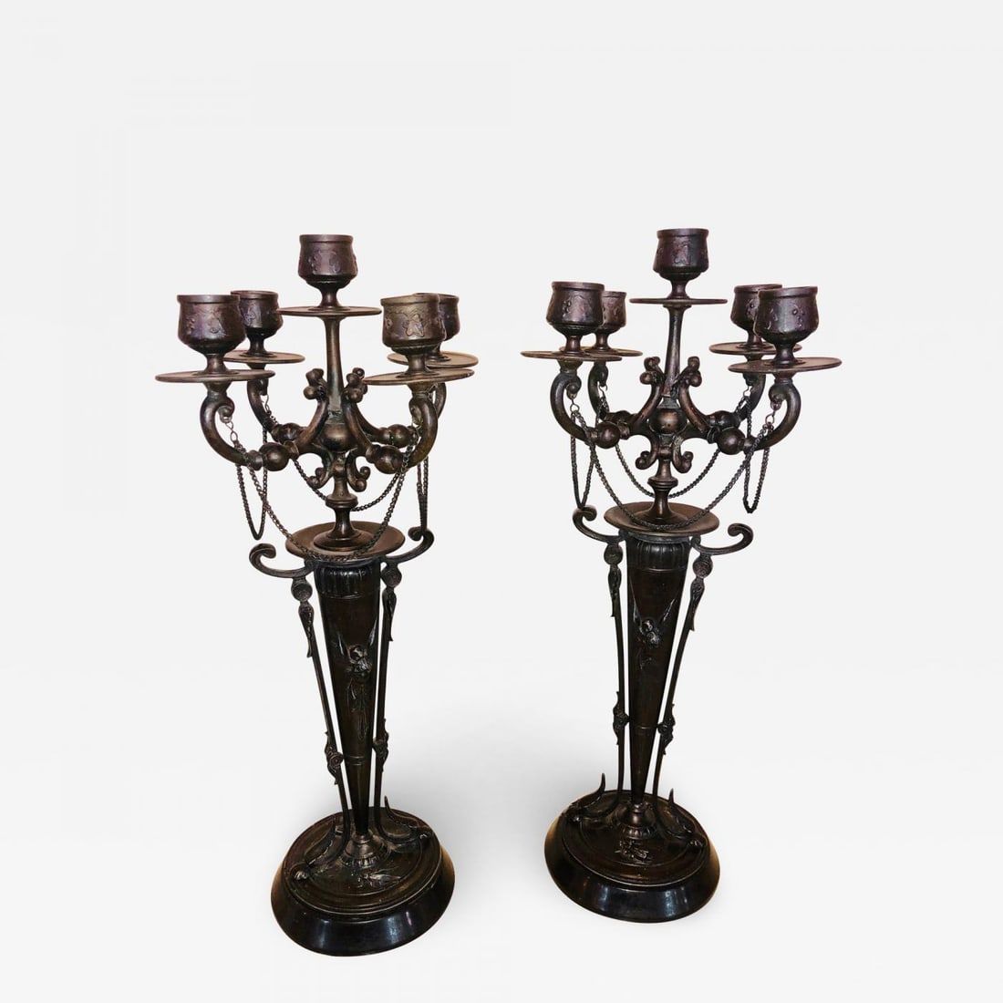 Pair of Empire 19th Century Bronze Candelabras Depicting Insects (1 of 13)
