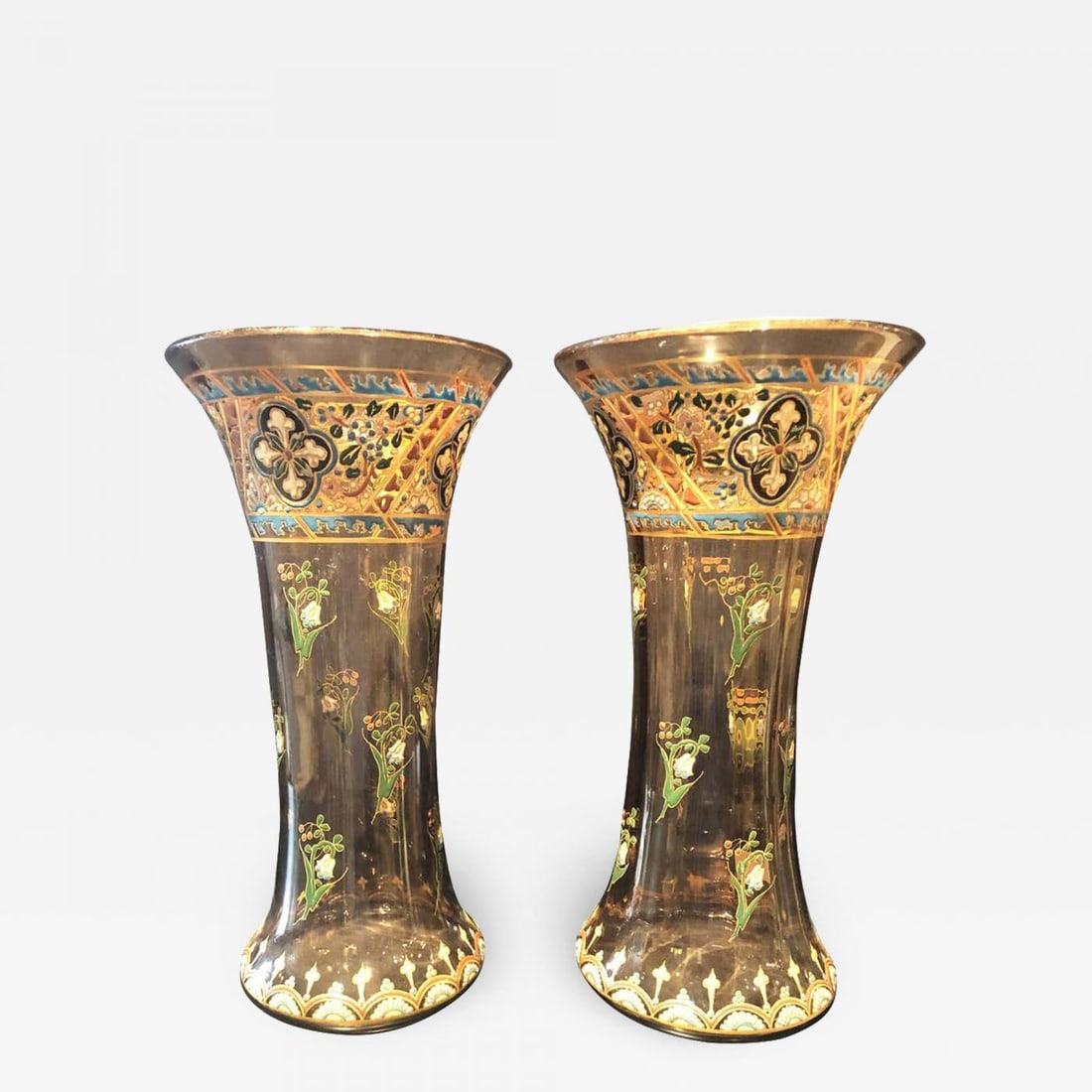 Pair of Antique Palatial French Jeweled Vases or Urns Emile Galle Style (1 of 13)