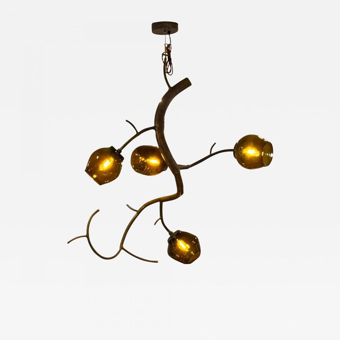 Christopher Poehlmann, Modern Blossom Pendant Chandelier, Silvered Glass, 21st C: Title: Christopher Poehlmann, Modern Blossom Pendant Chandelier, Silvered Glass, 21st C Description: Christopher Poehlmann, Modern Blossom Pendant Chandelier, Bent and Welded Aluminum, Silvered Glass,