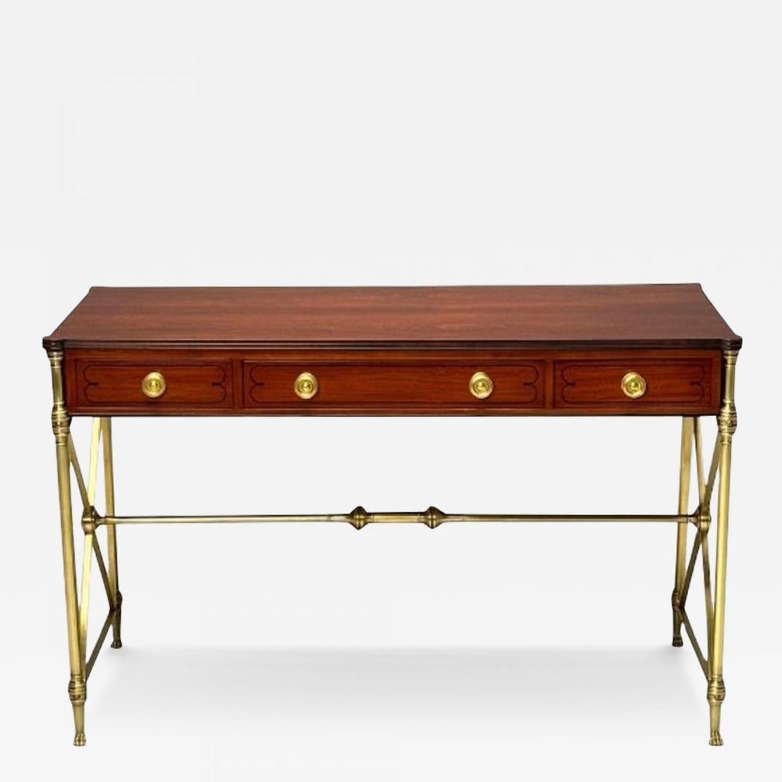 Kittinger, English Regency, Campaign Desk, Rosewood, Satinwood, Brass, USA 1950s: Title: Kittinger, English Regency, Campaign Desk, Rosewood, Satinwood, Brass, USA 1950s Description: Kittinger, English Regency, Campaign Desk, Rosewood, Satinwood, Brass, USA 1950s Regency campaign d