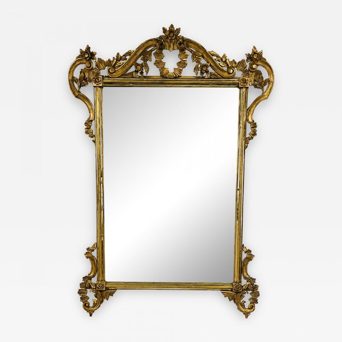 Italian Wall, Console, Mantle or Pier Mirror. 1930s. Gilt Gold, Carved (1 of 10)