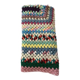 Vintage Multi-Color Crochet Throw
