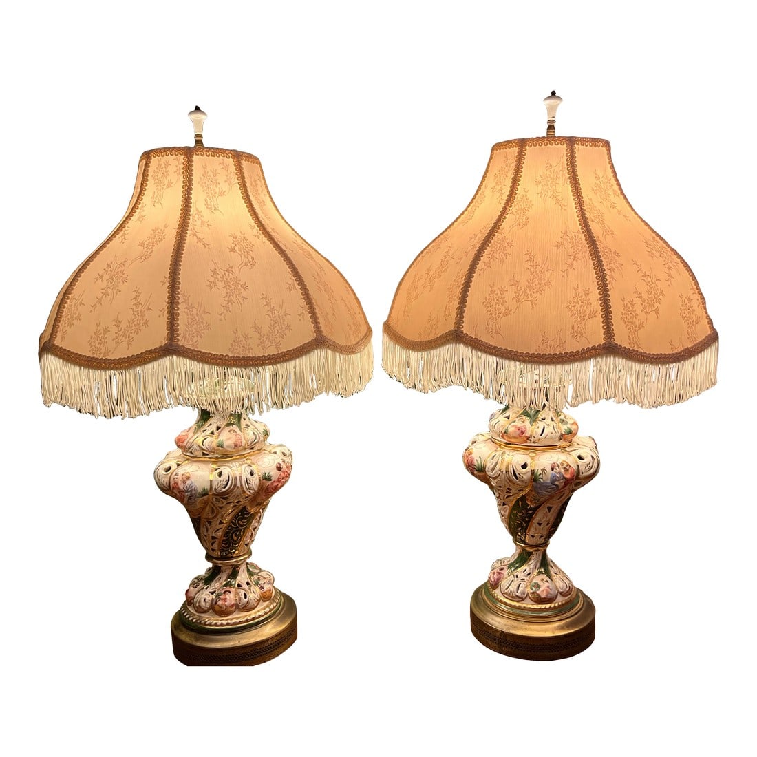Mid 20th Century Capodimonte Lamps a Pair (1 of 12)