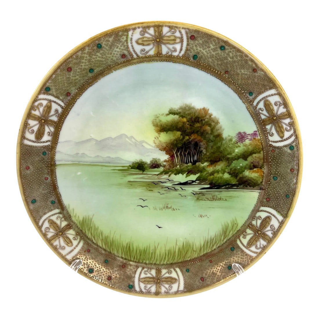 Antique Nippon Moriage Plate With Water Scene (1 of 8)