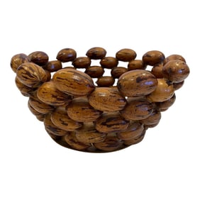 Vintage 1980s Rustic Pecan Nut Bowl