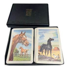 Vintage Kem American Horses Playing Cards in Plastic Case Equestrian Decor