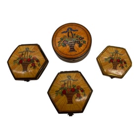 Antique 1920s Art Deco Houbigant Paris Makeup Compacts Set of 4