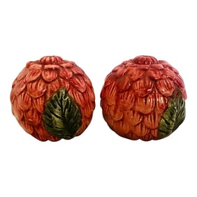 Fitz & Floyd Red Zinna Flower Salt & Pepper Shakers-a Pair