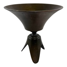 1970s Toyo Japanese Ikebana Usubata Metal Flower Frog Vase