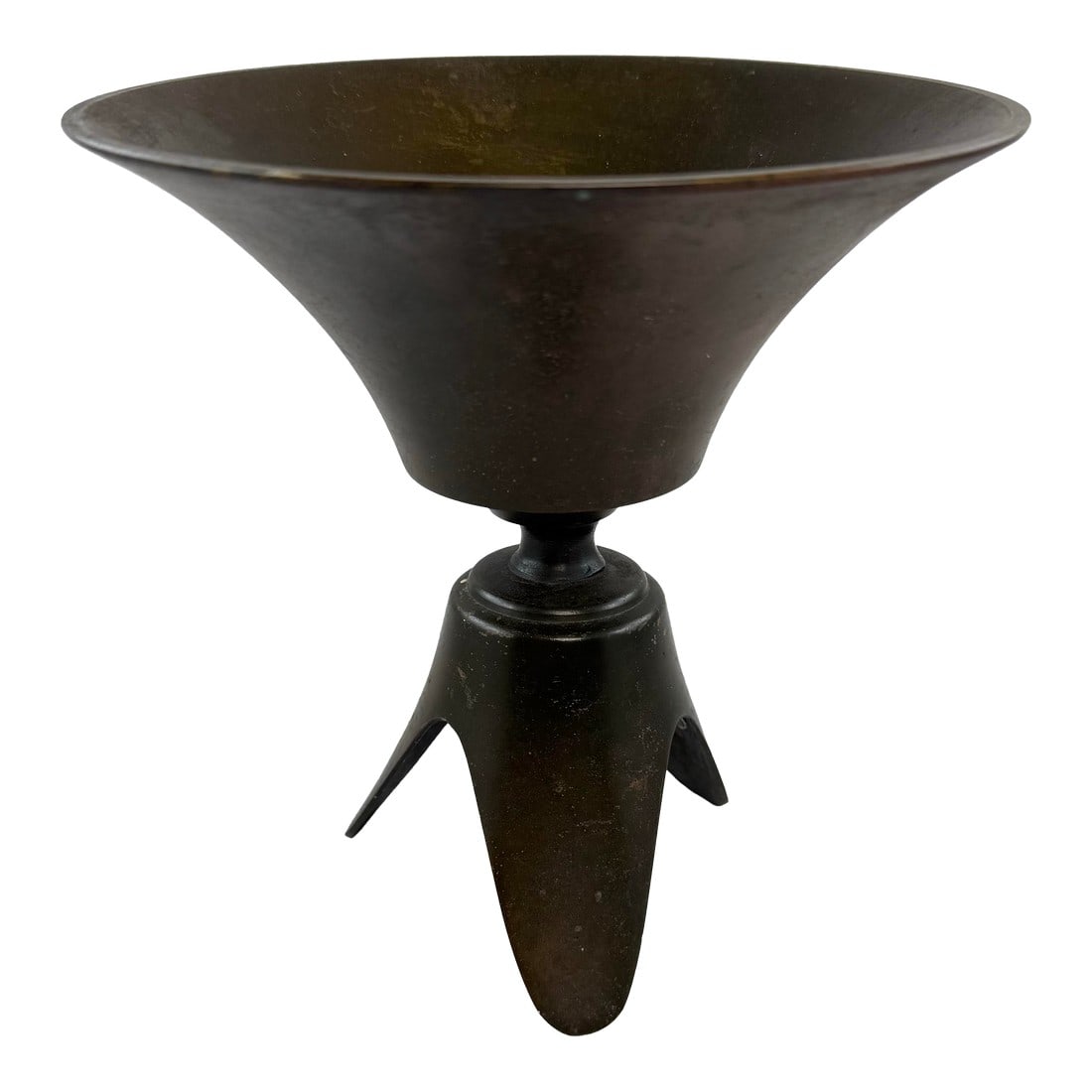 1970s Toyo Japanese Ikebana Usubata Metal Flower Frog Vase: Part industrial, part beautiful, this vintage 1970s Japanese metal usubata flower frog vase from Toyo is exactly the thing you didn't know you needed. Measuring 7" tall and 6.875" wide (at the widest)