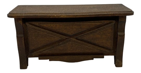 1920"s Primitive French Country Cherry Wood Jewelry Casket