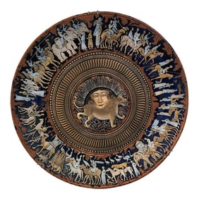 1970s Large Decorative Plate With Processional Scene