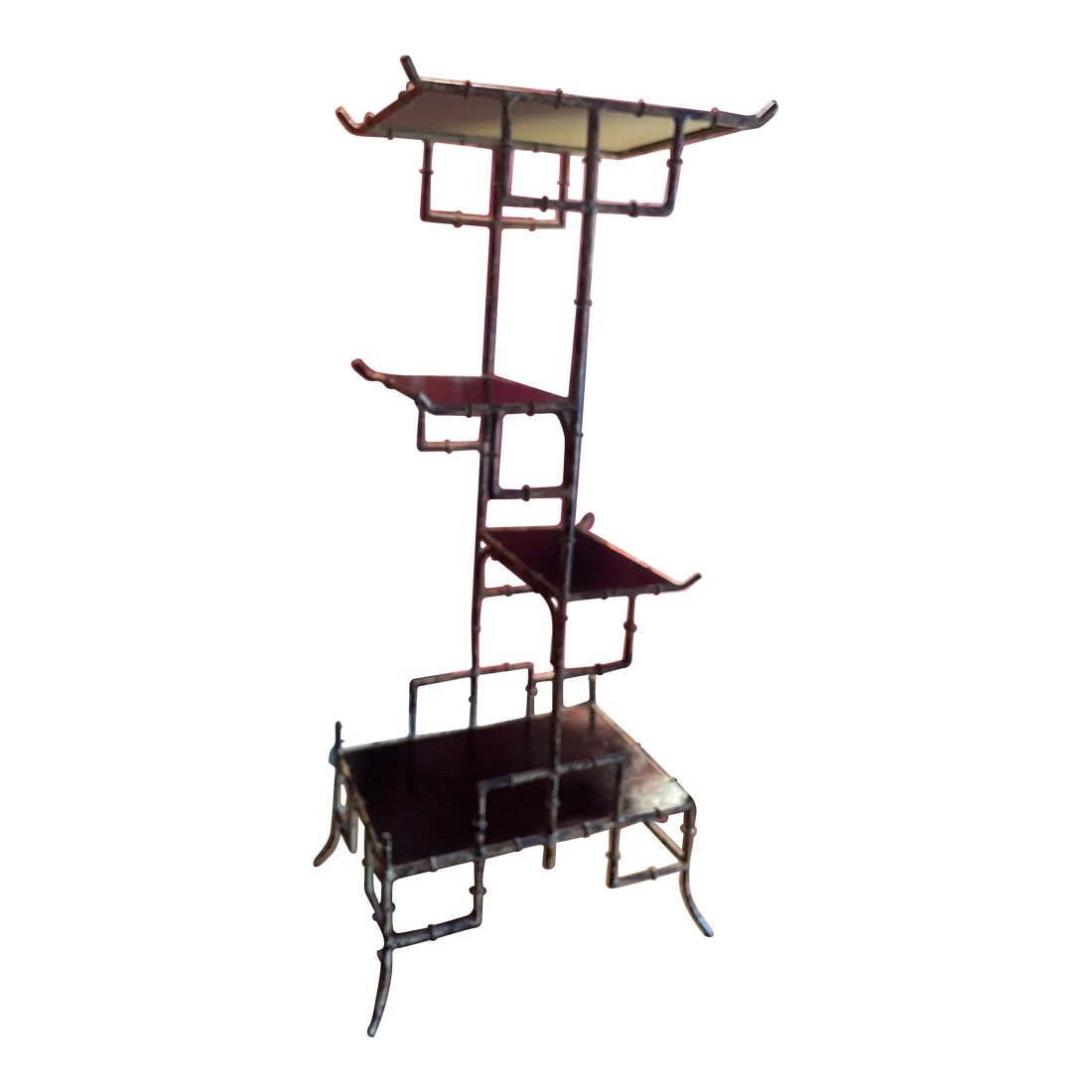 Early 20th Century Faux Bamboo Display Etagere Made of Metal and With a Faux Tortoiseshell Finish (1 of 12)