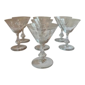 Midcentury Vintage Floral Cut Apéritif Glasses - Set of 7
