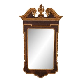 Italian Made Georgian Style Burl Walnut Gold Mirror