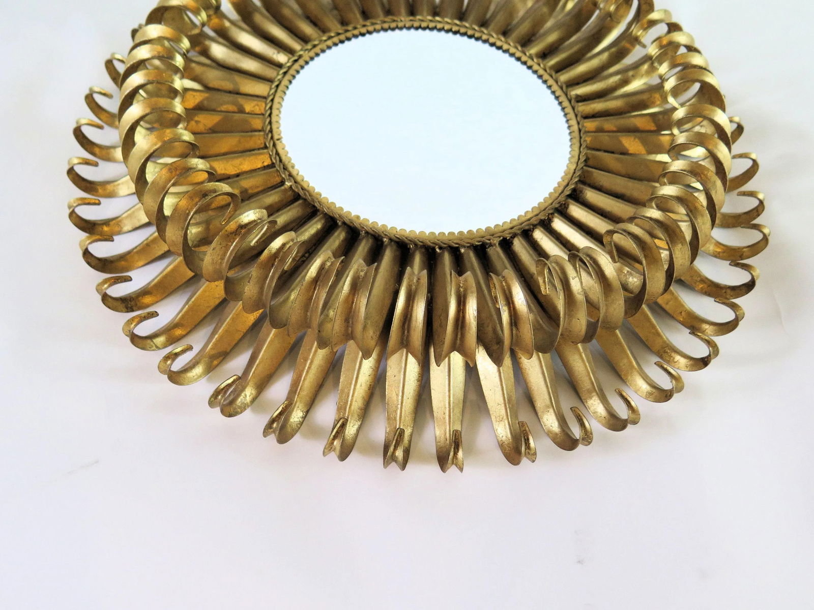 1950's Style Gold Leaf Heavy Wrought Iron Sunburst Mirror - 2