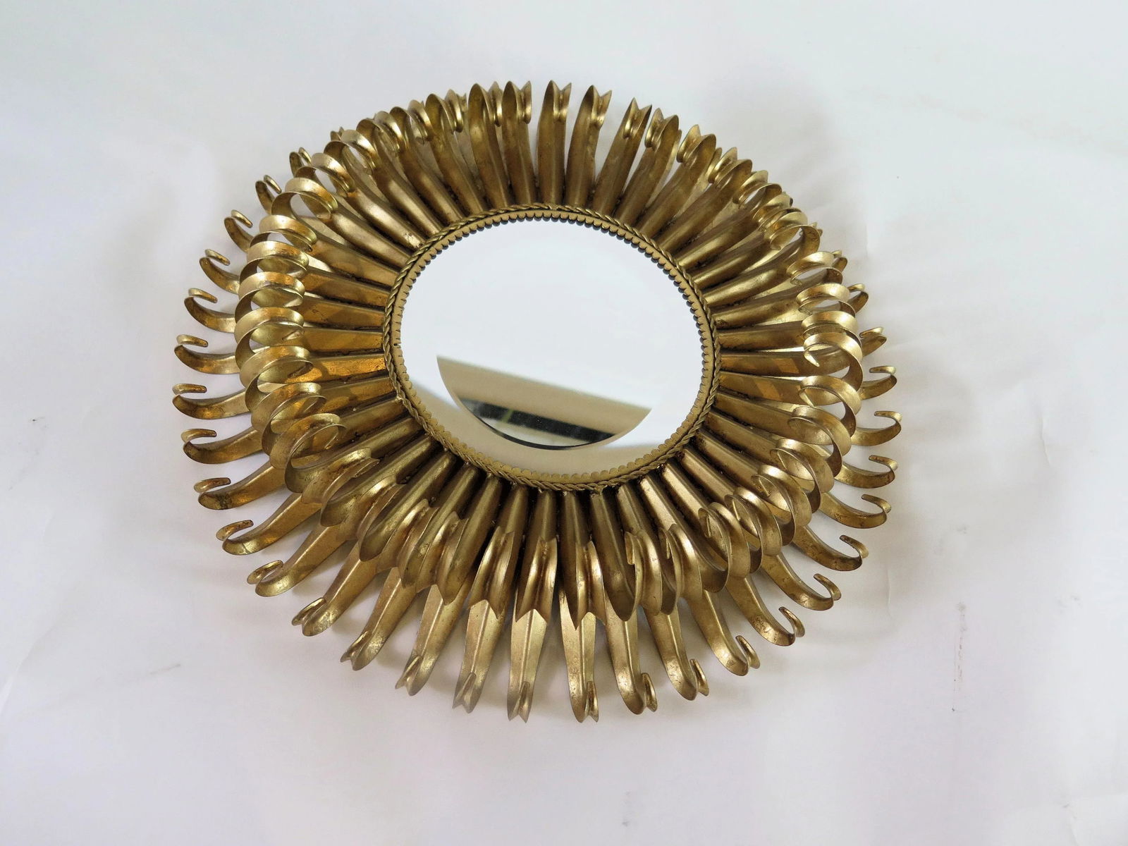 1950's Style Gold Leaf Heavy Wrought Iron Sunburst Mirror - 5