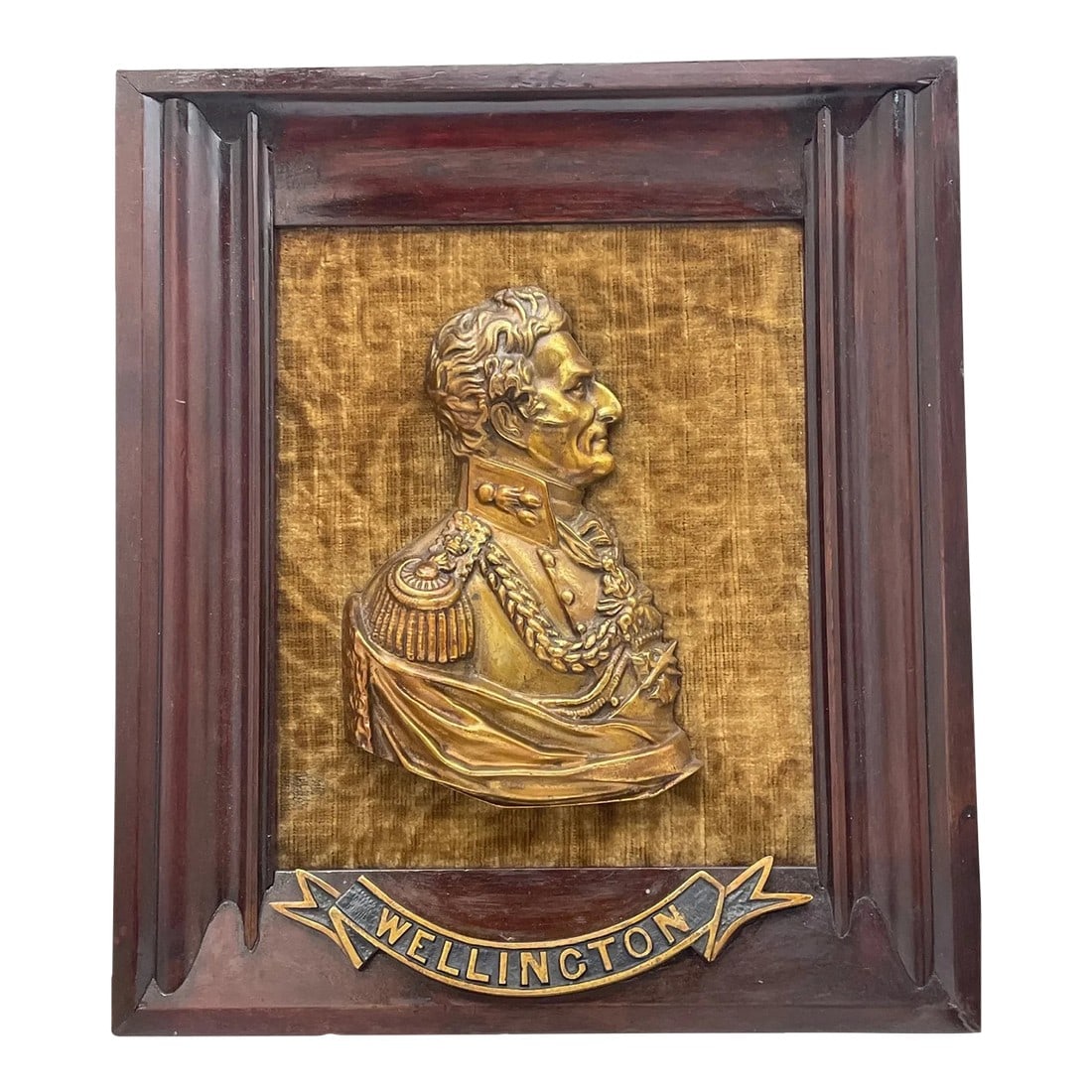 Traditional British Victorian Gilded Ormolu Bronze Portrait Duke Wellington Wall Sculpture: British Charming Early Victorian 19th Century Gilded Ormolu Bronze Duke Of Wellington Wall Sculpture. Depicting the most famous British Military leader Wellington. Half length side profile portrait, W