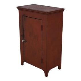 Painted Red Finish Americana Style Small Door Cabinet