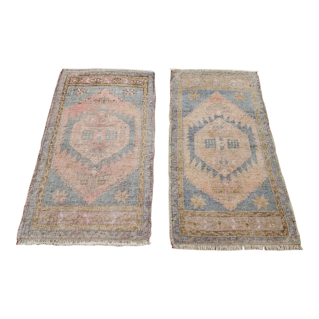 Vintage Nomadic Small Faded Turkish Oushak Rug - Set of Two (1 of 8)