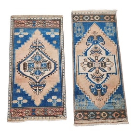 1970s Hand Knotted Small Turkish Rug - a Pair