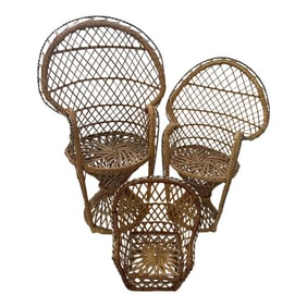 Vintage Wicker Mini Peacock Chairs