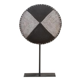 African Black & White Beaded Shield on Stand