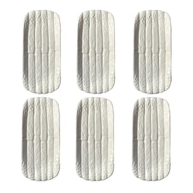 1990s White Bordallo Pinheiro Asparagus Dishes- Set of 6