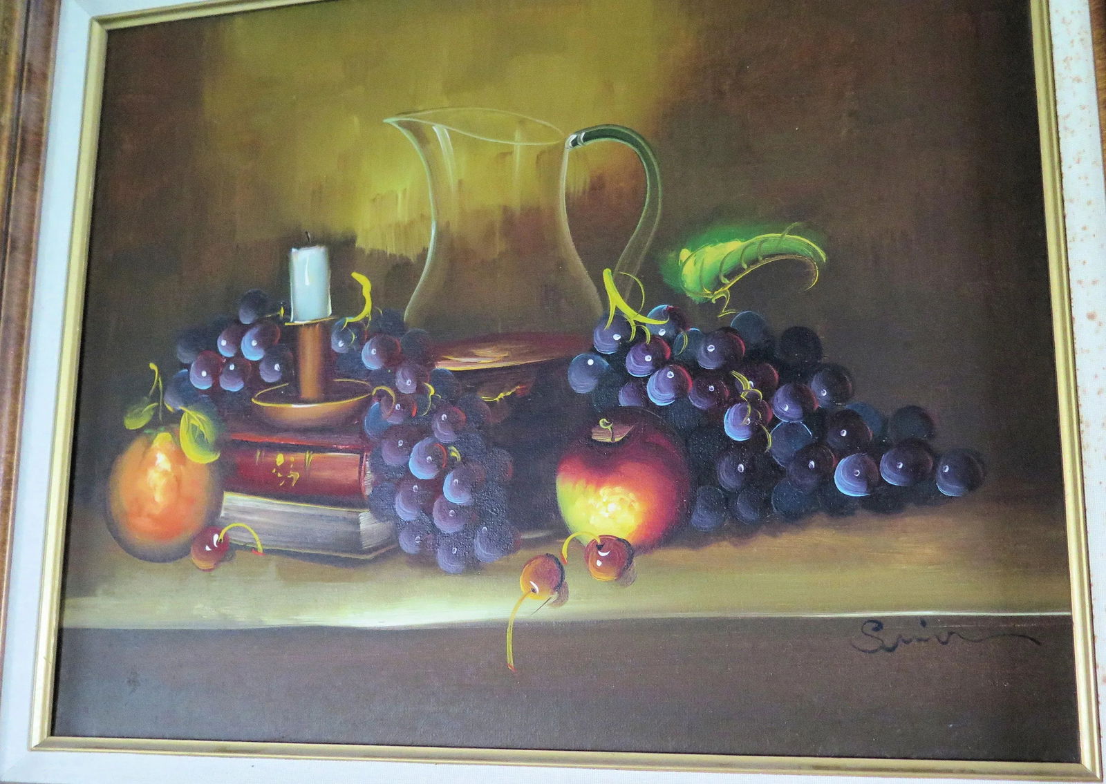 Realistic Oil Still Life of Fruit/Signed, Framed - 3