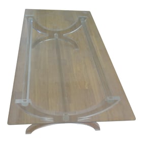 Charles Hollis Jones Plexiglass Base Coffee Table With Large Rectangle Glass Top